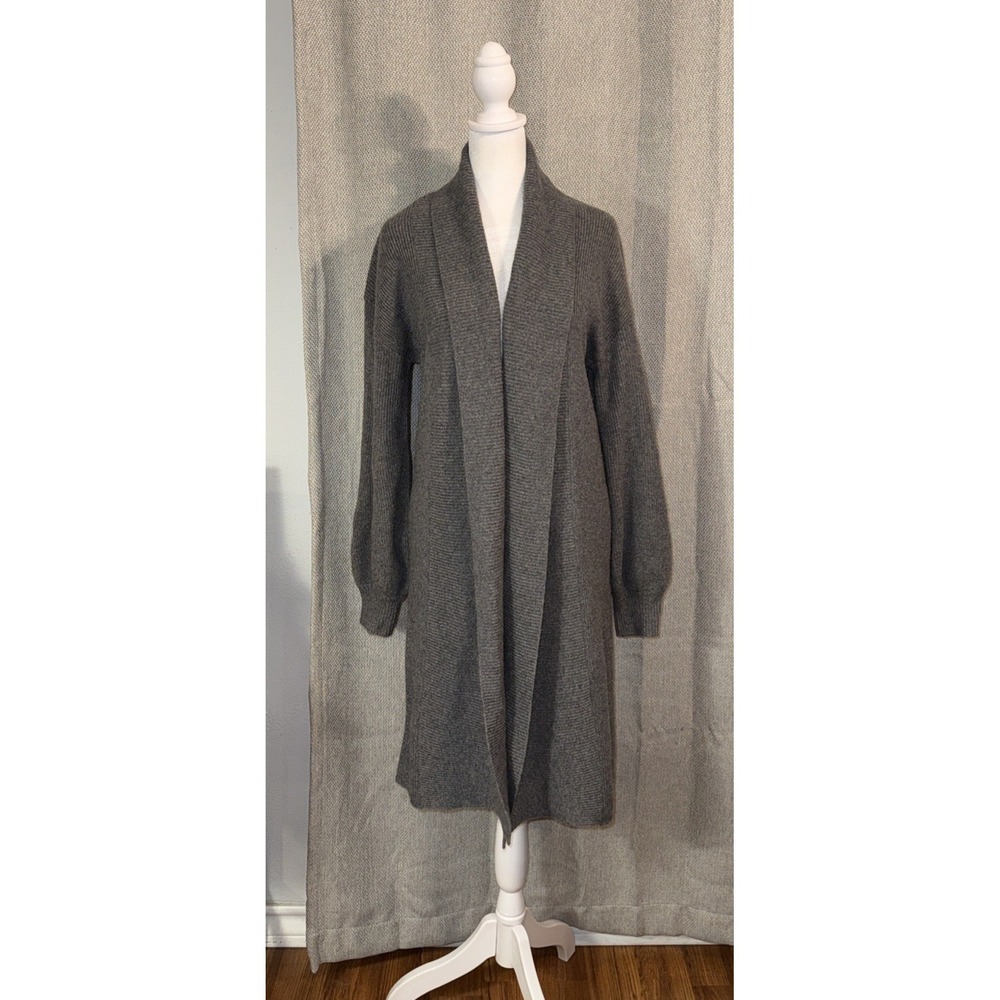 Halogen Cashmere Duster Cardigan Sweater Gray Knit Open Front Women's Size xs/s
